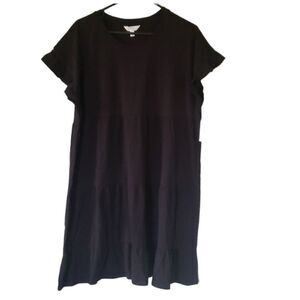 Time and Tru Black Short Sleeve Twirl Dress 12/14 | Cottage Core NWT